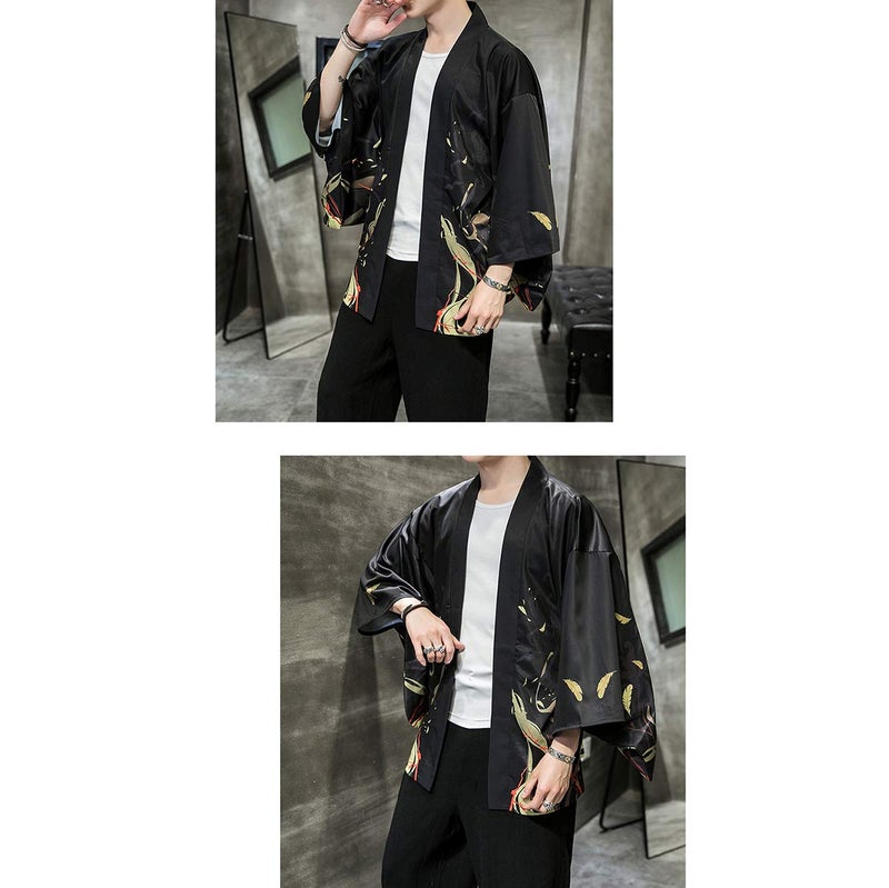 Seidarise Men's Haori Jacket Kimono Cardigan Yukata Noragi Happi Coat - Image 3